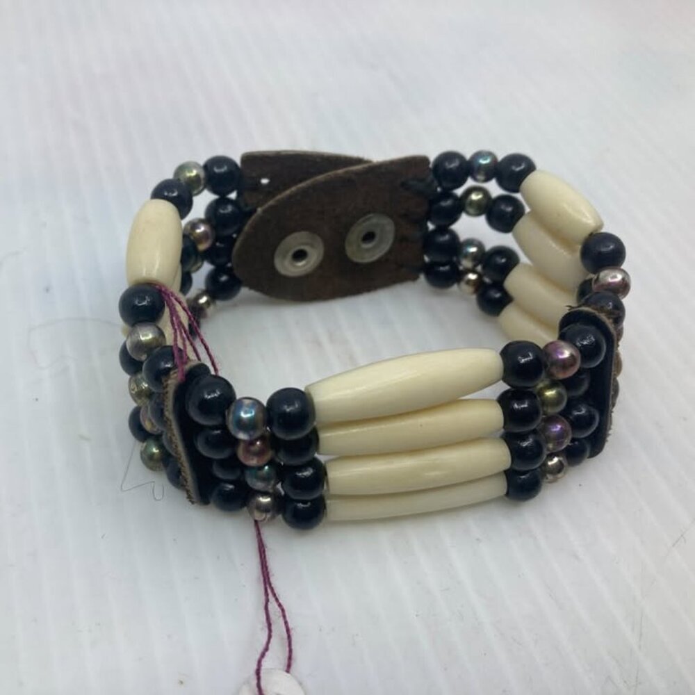 Vtg 1980 hippy boho western cowboy beads bracelet